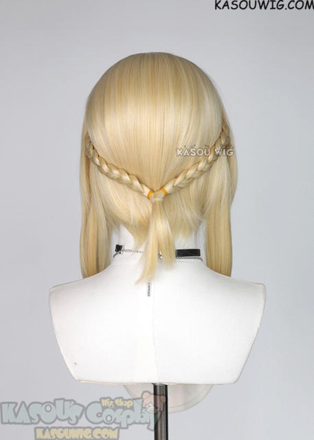 Genshin Impact Lumine 42cm medium length blonde bob clip-on braid cosplay wig