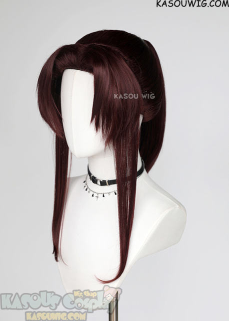 Black Lagoon Revy 50cm medium length reddish brown ponytail wig