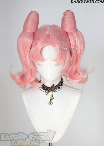 [ Re-Designed ] Sailor Moon Chibiusa / Sailor Chibi moon pastel pink cosplay wig curly tails with pre-styled buns