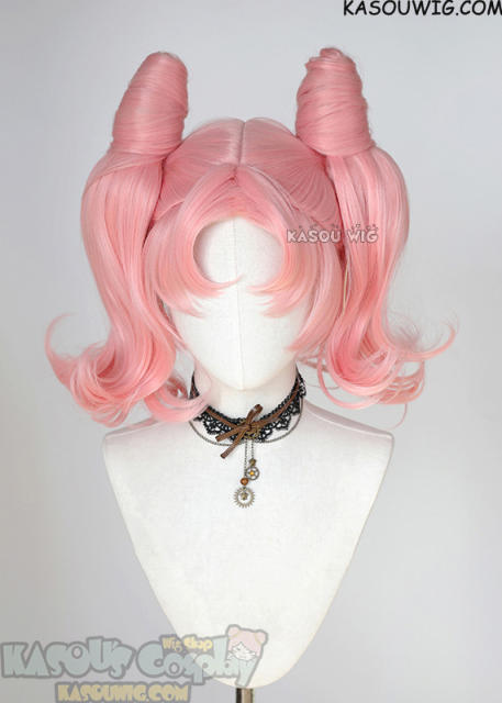 [ Re-Designed ] Sailor Moon Chibiusa / Sailor Chibi moon pastel pink cosplay wig curly tails with pre-styled buns