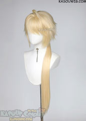 Genshin Impact Traveler Aether 90cm long blonde ponytail wig