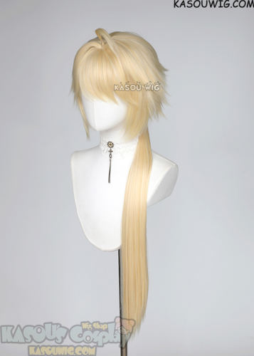 Genshin Impact Traveler Aether 90cm long blonde ponytail wig