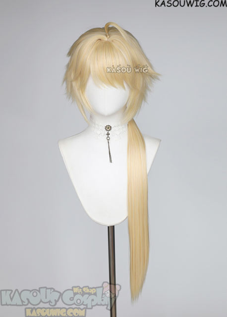 Genshin Impact Traveler Aether 90cm long blonde ponytail wig