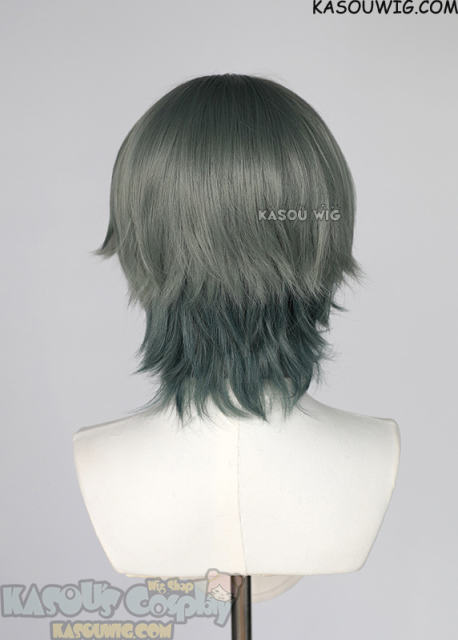 Genshin Impact Lohen short flippy green ombre wig