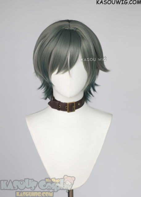 Genshin Impact Lohen short flippy green ombre wig