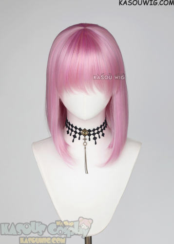 M-LITE-1 KA034 Baby Pink shoulder length bob wig with short bangs