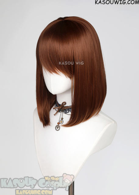 M-LITE-1 KA026 Walnut Brown shoulder length bob wig with short bangs