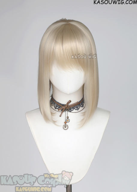 M-LITE-1 KA006 Light Blonde shoulder length bob wig with short bangs
