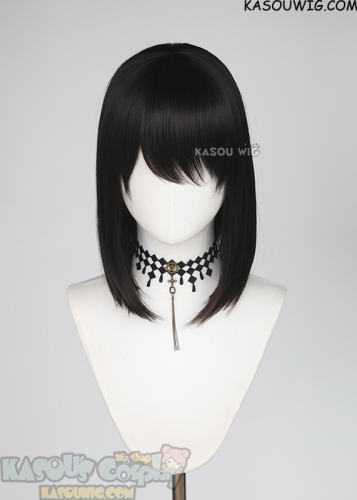 M-LITE-1 KA031A Natural Black shoulder length bob wig with short bangs