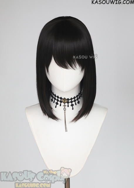 M-LITE-1 KA031A Natural Black shoulder length bob wig with short bangs
