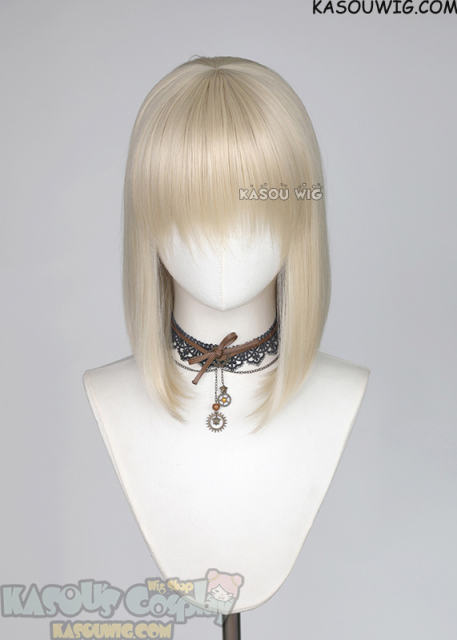 M-LITE-1 SP17 Light Cream Blonde shoulder length bob wig with short bangs