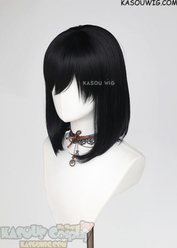 M-LITE-1 KA032 Jet Black shoulder length bob wig with short bangs
