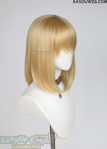 M-LITE-1 KA011 Honey Butter Blonde shoulder length bob wig with short bangs
