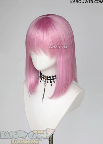 M-LITE-1 KA034 Baby Pink shoulder length bob wig with short bangs