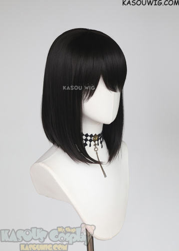 M-LITE-1 KA031A Natural Black shoulder length bob wig with short bangs