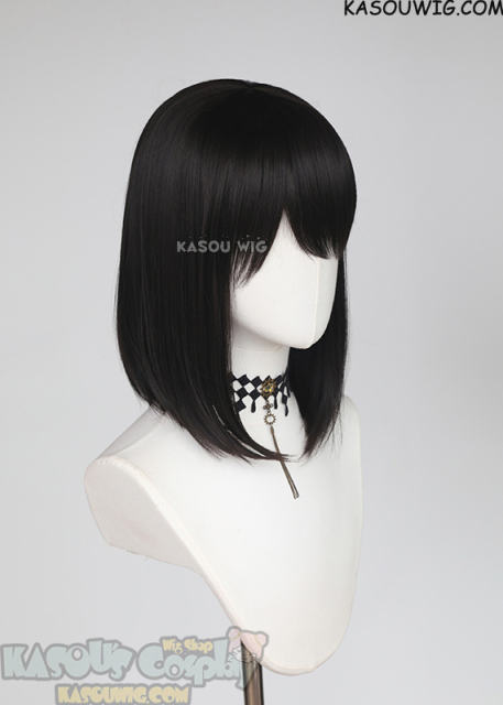 M-LITE-1 KA031A Natural Black shoulder length bob wig with short bangs