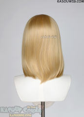 M-LITE-1 KA011 Honey Butter Blonde shoulder length bob wig with short bangs