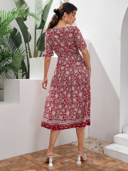 OMONSIM Whosale Tropical Print Tunic Holiday Bohemian Dress For Women