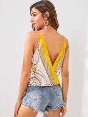 OMONSIM Wholesale Satin Women Camis Vest Summer Sexy Multicolor V-Neck Backless Sleeveless Casual Top