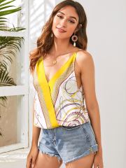 OMONSIM Wholesale Satin Women Camis Vest Summer Sexy Multicolor V-Neck Backless Sleeveless Casual Top