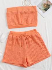 OMONSIM Wholesale Summer Women Orange Shorts Set Sports Casual Sleeveless Top High Waist Wide Leg Shorts 2-piece Set Tracksuit