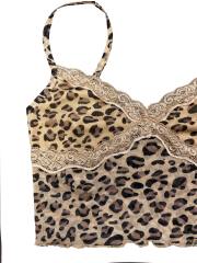 OMONSIM Wholesale V-neck Mesh Lace Sexy Off Shoulder Leopard Elegant Summer Women Wrap Tube Tops Party Club Vest