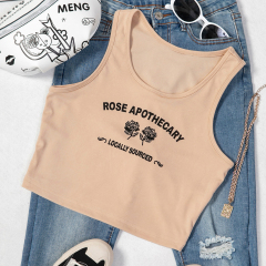 OMONSIM Wholesale Solid Rose Print Tank Top Summer Sleevless Slim Fashion Ladies Streetwear Tanks