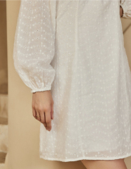 OMONSIM Wholesale Classic Summer New Square Neck White Dress Sweet Little Fragrant Waist Skirt