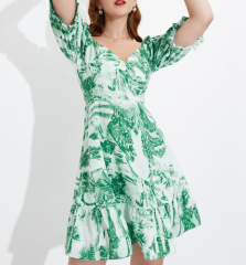 OMONSIM Wholesale summer new women's clothing niche temperament V-neck dress high waist slim high-end short skirt