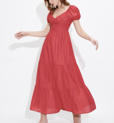 OMONSIM Wholesale Puff Sleeve Dress Women's Summer New High Waist Thin Temperament Backless Long Skirt