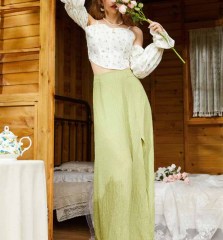 OMONSIM Wholesale Puff Sleeve Floral Shirt Women's Design Sensation Niche Chic Tube Top Short Top Women