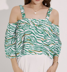 OMONSIM Wholesale small fresh floral off-the-shoulder suspender shirt women's summer design niche one-shoulder top