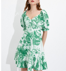 OMONSIM Wholesale summer new women's clothing niche temperament V-neck dress high waist slim high-end short skirt