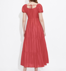 OMONSIM Wholesale Puff Sleeve Dress Women's Summer New High Waist Thin Temperament Backless Long Skirt