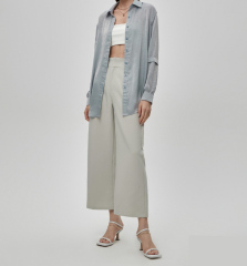 OMONSIM Wholesale elegant temperament wind drape gray shirt women's design niche loose retro long-sleeved top