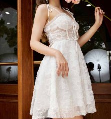 OMONSIM Wholesale sweet niche design sense age-reducing and slimming suspender dress women's summer new lace skirt