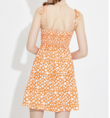 OMONSIM Wholesale Summer Girls Retro Slim Fit Thin Floral Lace-Up Bow Backless Dress Short Skirt