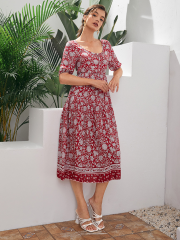 OMONSIM Whosale Tropical Print Tunic Holiday Bohemian Dress For Women