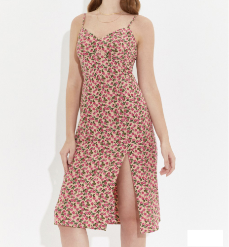 OMONSIM Wholesale Summer Floral V-Neck Sling Backless Dress Feminine Hem Slit Skirt