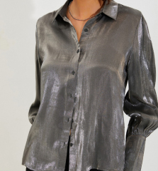 OMONSIM Wholesale spring and summer new light familiar western style shirts slim fit temperament all-match light transparent long-sleeved tops