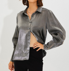 OMONSIM Wholesale spring and summer new light familiar western style shirts slim fit temperament all-match light transparent long-sleeved tops