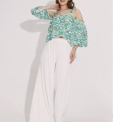 OMONSIM Wholesale small fresh floral off-the-shoulder suspender shirt women's summer design niche one-shoulder top