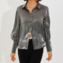 OMONSIM Wholesale spring and summer new light familiar western style shirts slim fit temperament all-match light transparent long-sleeved tops
