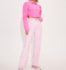 OMONSIM Wholesale pink early autumn new high-end puff sleeve shirt women's all-match thin and niche tops
