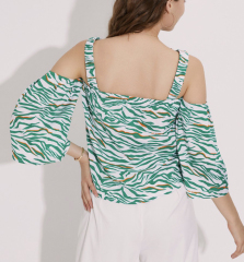 OMONSIM Wholesale small fresh floral off-the-shoulder suspender shirt women's summer design niche one-shoulder top