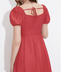 OMONSIM Wholesale Puff Sleeve Dress Women's Summer New High Waist Thin Temperament Backless Long Skirt
