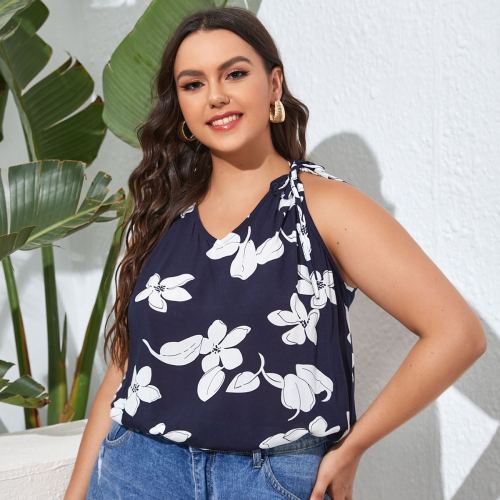 OMONSIM Wholesale Plus Size Summer Top Sexy Sleeveless Printed T-shirts Oversize Women Clothing