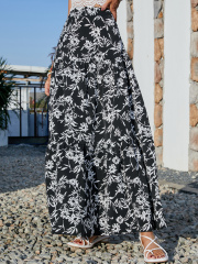 OMONSIM Wholesale Summer New Casual Loose Printed High Waist Long Skirt For Women