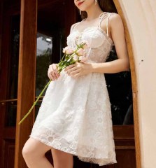OMONSIM Wholesale sweet niche design sense age-reducing and slimming suspender dress women's summer new lace skirt