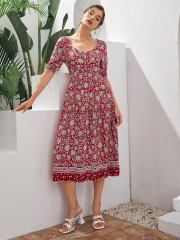 OMONSIM Whosale Tropical Print Tunic Holiday Bohemian Dress For Women